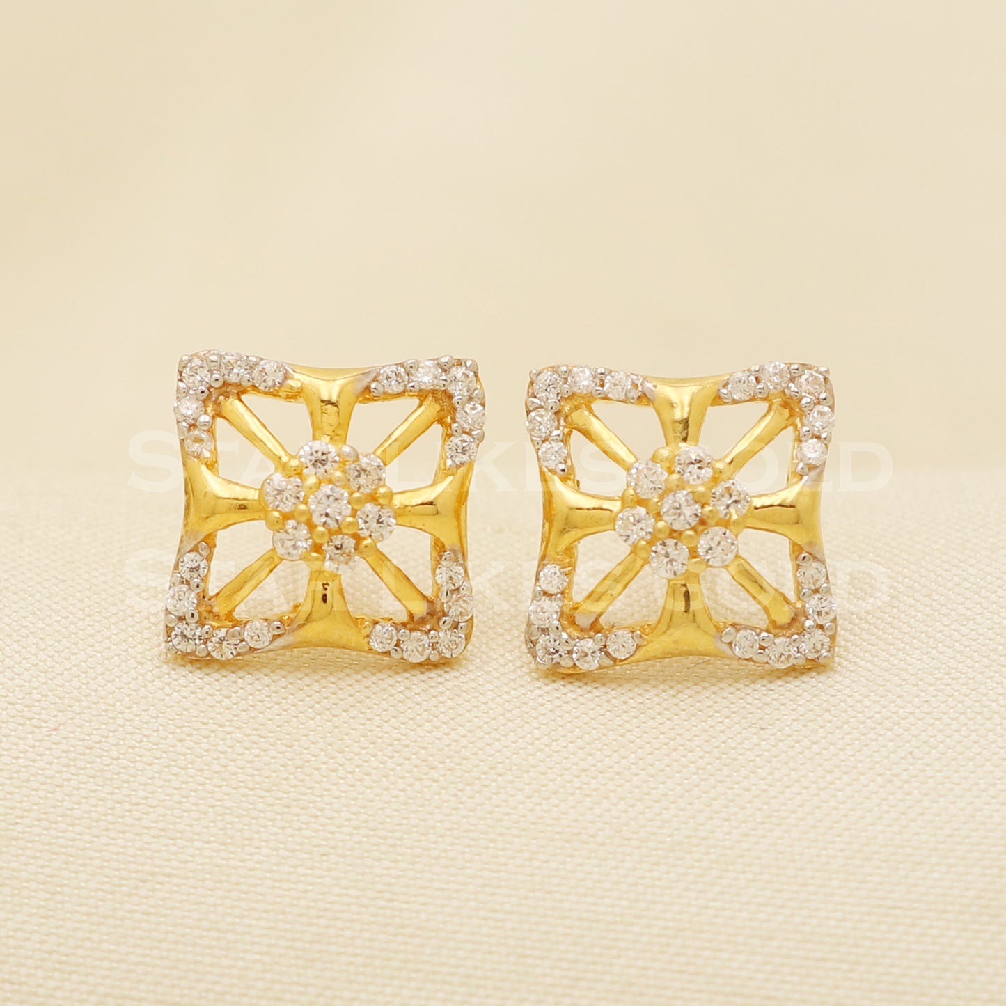 22 karat 22k gold stud earrings jewelry, B1220