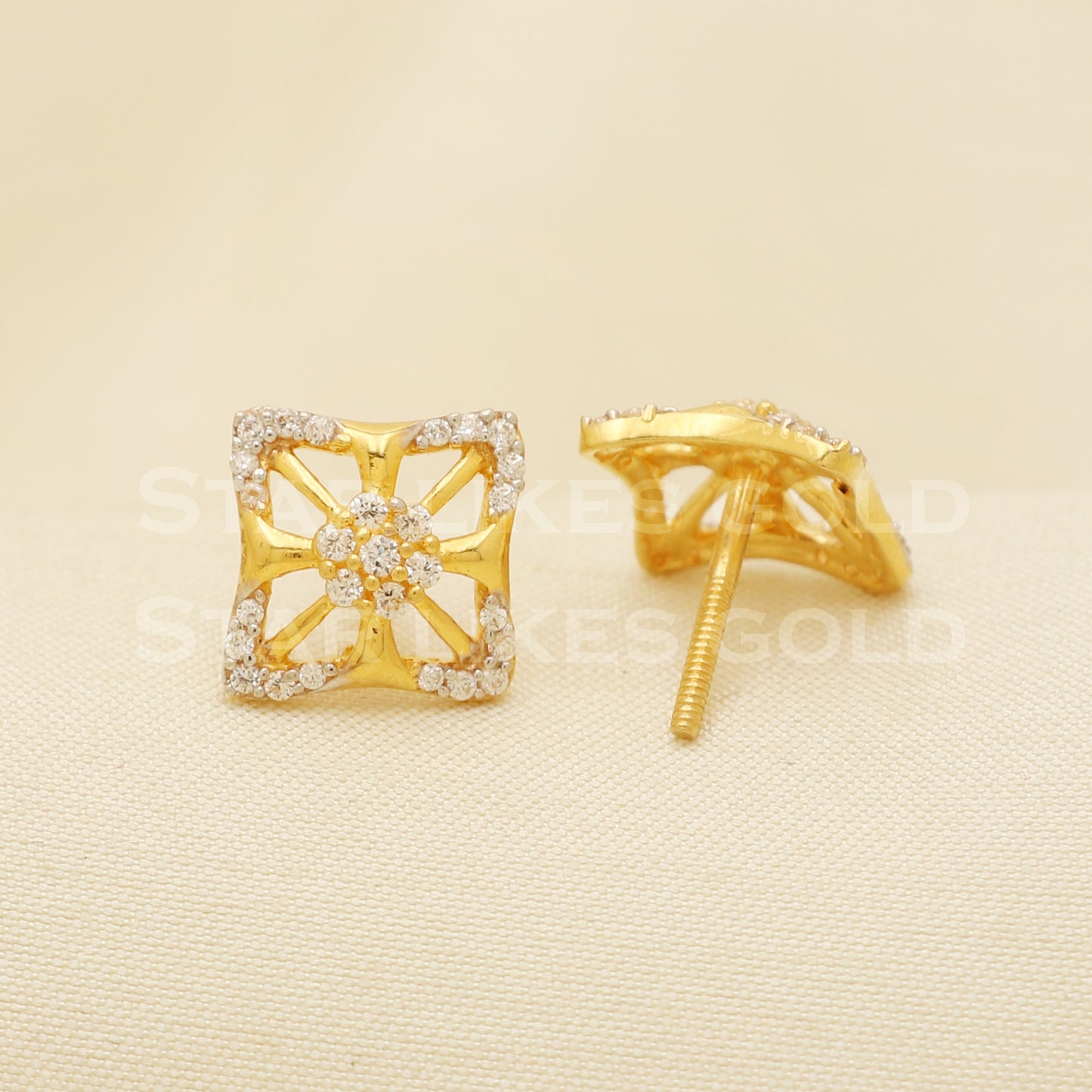 22 karat 22k gold stud earrings jewelry, B1220