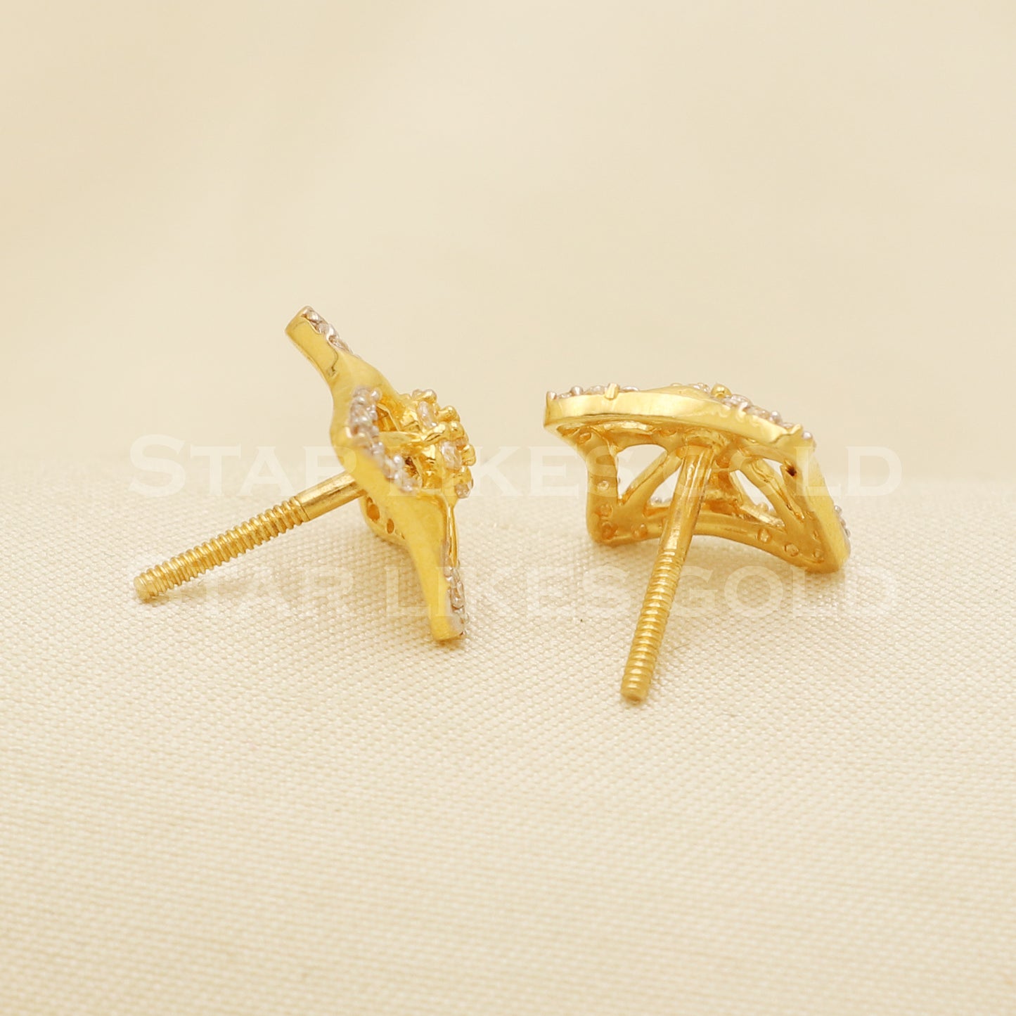 22 karat 22k gold stud earrings jewelry, B1220