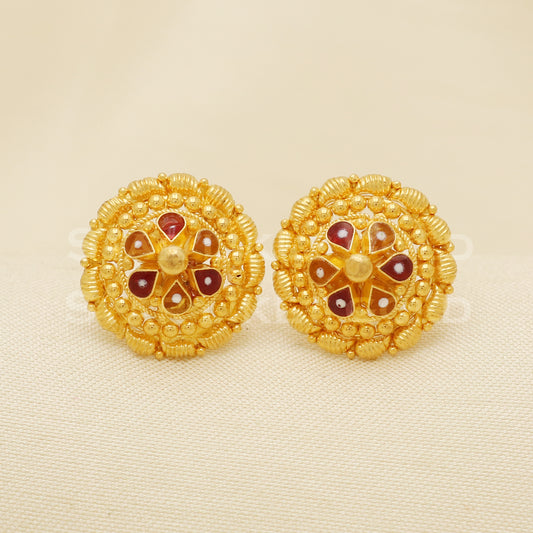22 karat 22k gold stud earrings jewelry, B1221