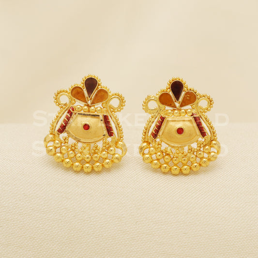 22 karat 22k gold stud earrings jewelry, B1223