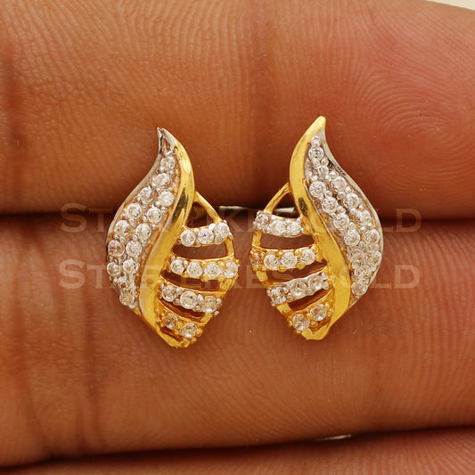 22 karat 22k gold stud earrings jewelry, B1224