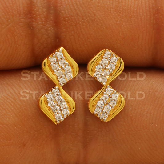 22 karat 22k gold stud earrings jewelry, B1227