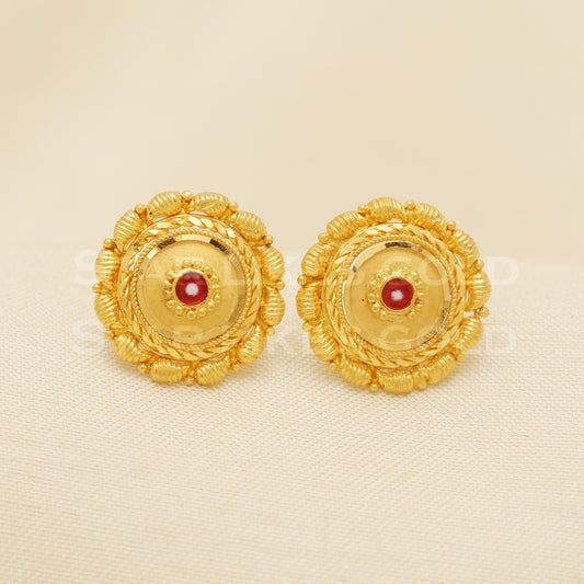 22 karat 22k gold stud earrings jewelry, B1231