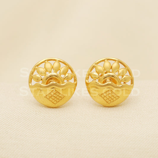 22 karat 22k gold stud earrings jewelry, B1232