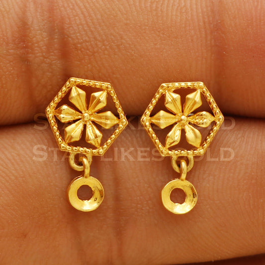 22 karat 22k gold stud earrings jewelry, B1233
