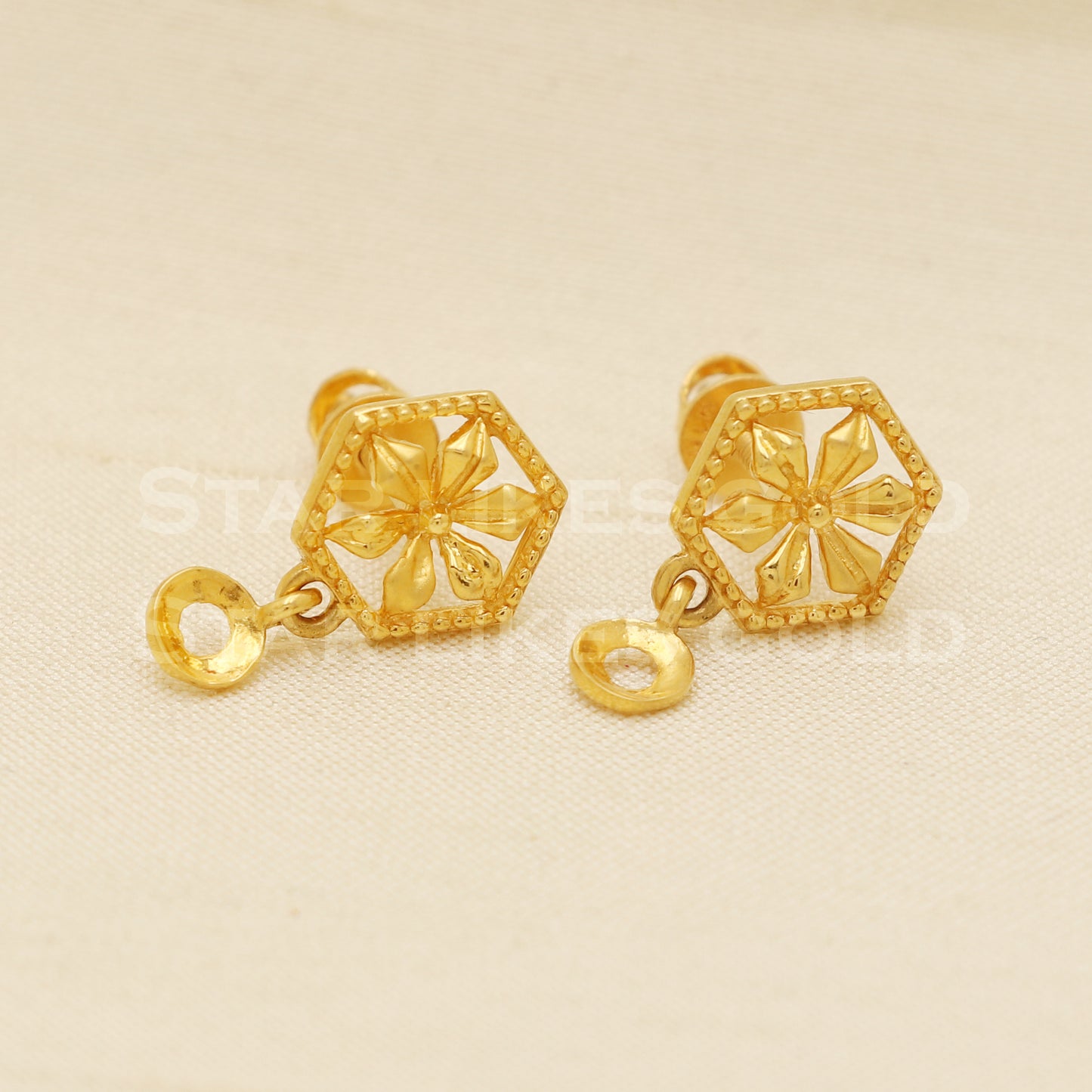 22 karat 22k gold stud earrings jewelry, B1233