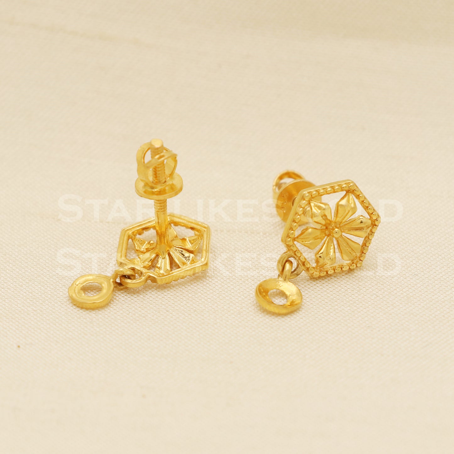 22 karat 22k gold stud earrings jewelry, B1233