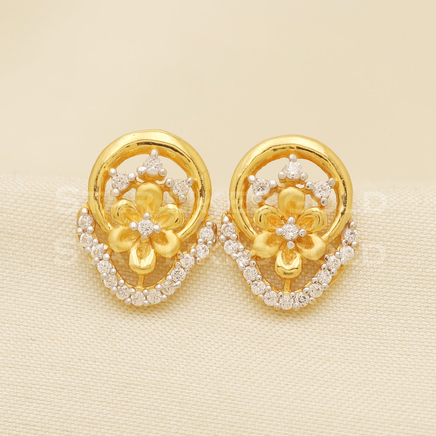 22 karat 22k gold dangle stud earrings jewelry, B1235