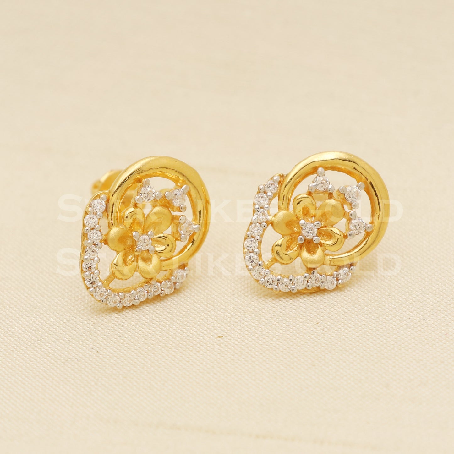 22 karat 22k gold dangle stud earrings jewelry, B1235