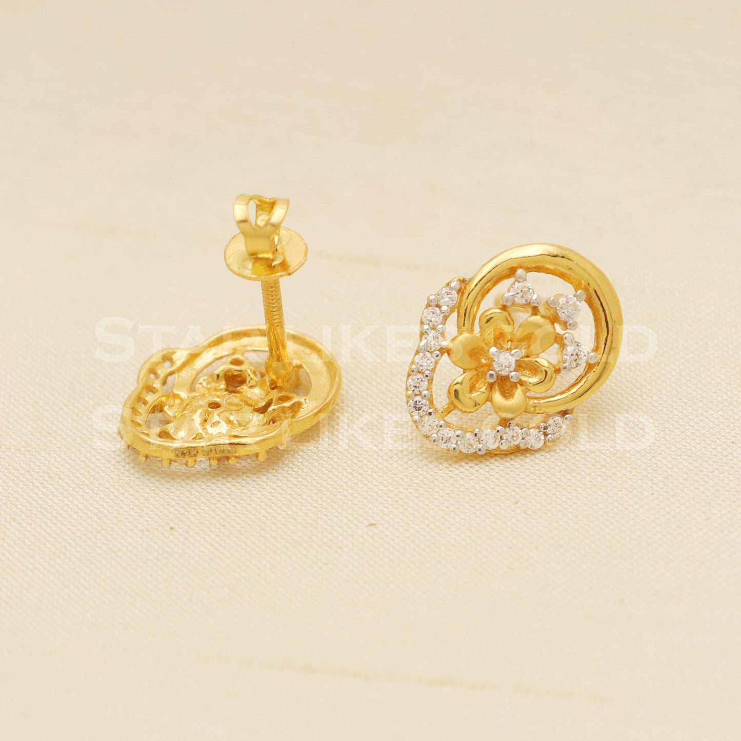 22 karat 22k gold dangle stud earrings jewelry, B1235