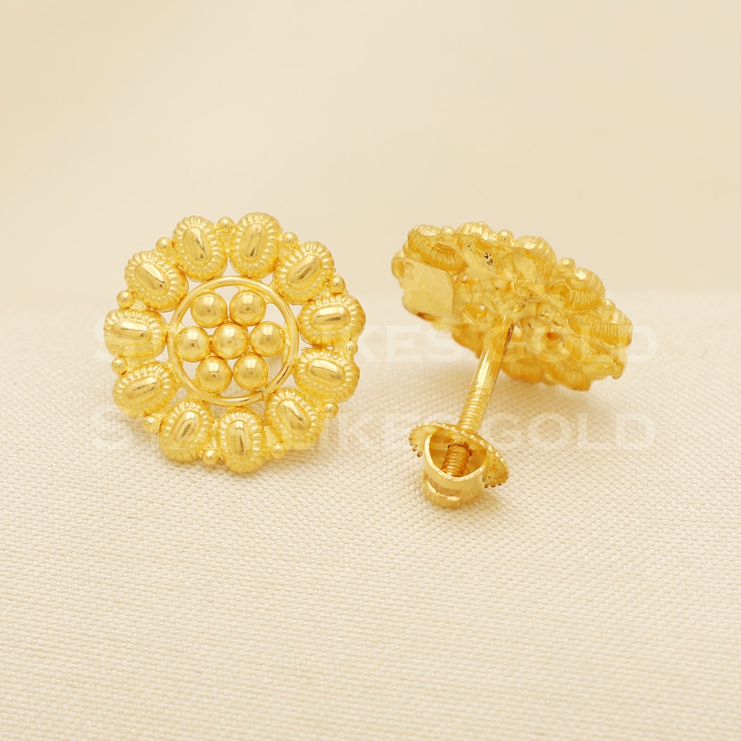 22 karat 22k gold dangle stud earrings jewelry, B1236