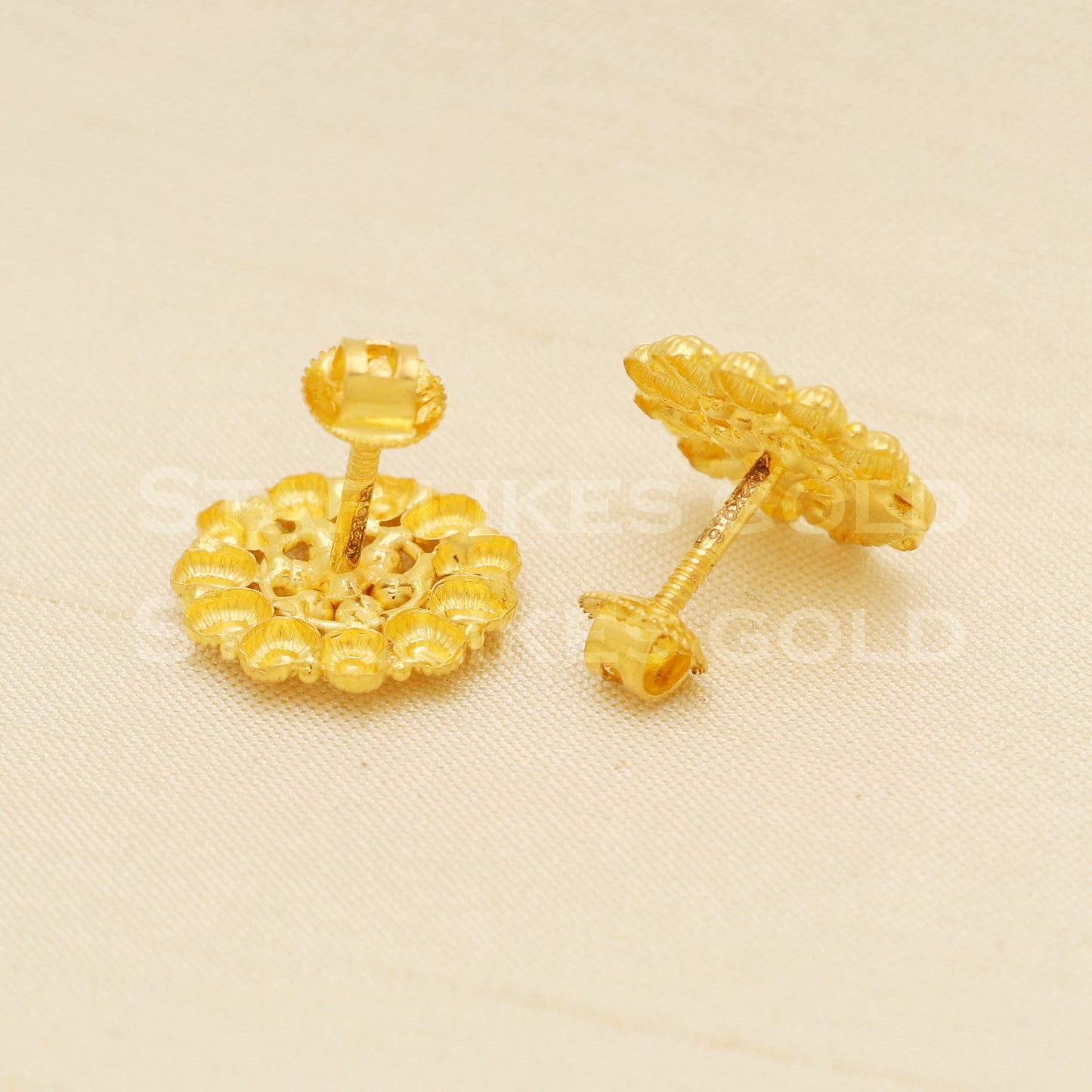 22 karat 22k gold dangle stud earrings jewelry, B1236