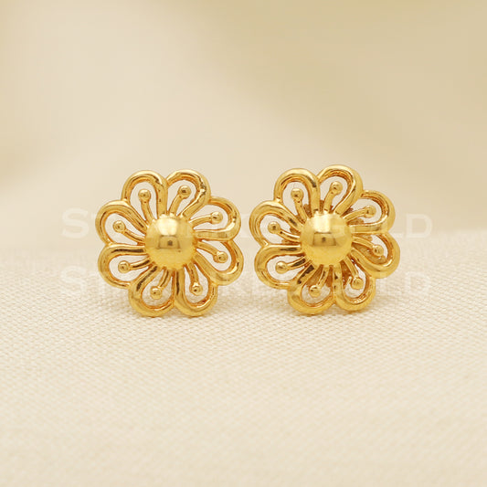 18 karat 18k gold stud earrings jewelry, B1237
