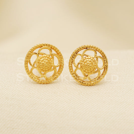18 karat 18k gold stud earrings jewelry, B1238