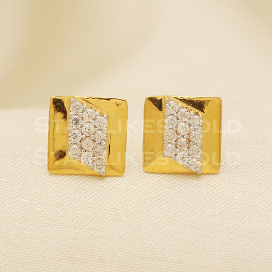 18 karat 18k gold stud earrings jewelry, B1250