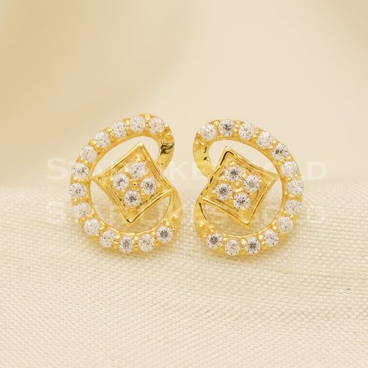 18 karat 18k gold stud earrings jewelry, B1251