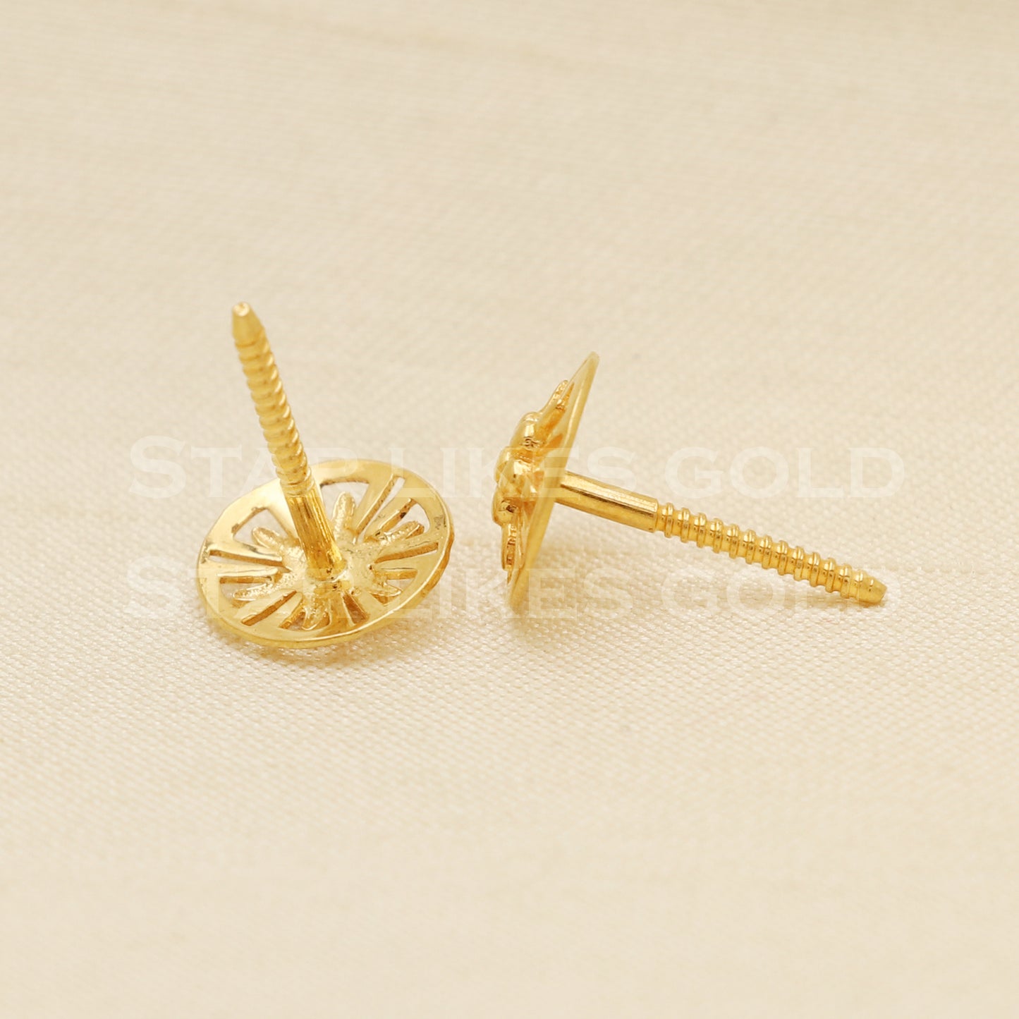 18 karat 18k gold stud earrings jewelry, B1252