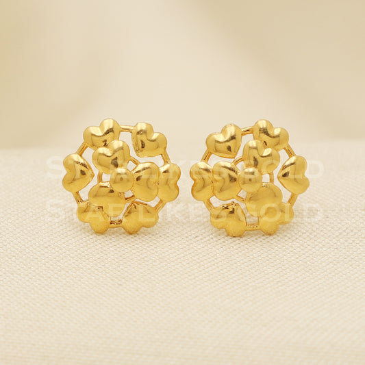 18 karat 18k gold stud earrings jewelry, B1253