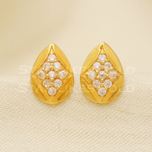 18 karat 18k gold stud earrings jewelry, B1254