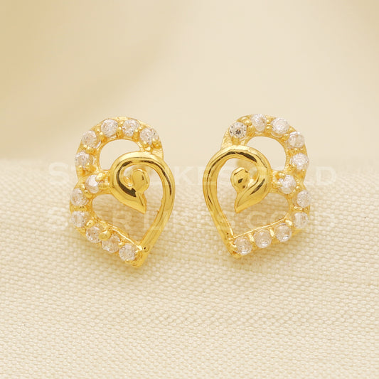 18 karat 18k gold stud earrings jewelry, B1255