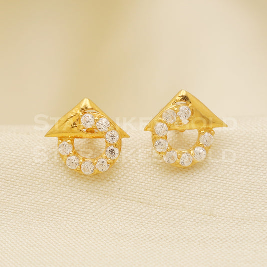 18 karat 18k gold stud earrings jewelry, B1257