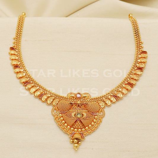 Fine 22KT916, 22 Karat GOLD NECKLACE set Jewelry, Indian jewelry B1301