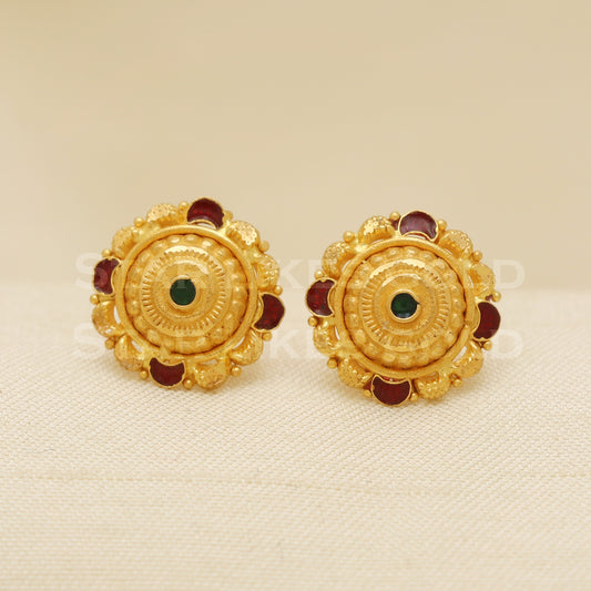 22 karat 22k gold stud earrings jewelry, B1337