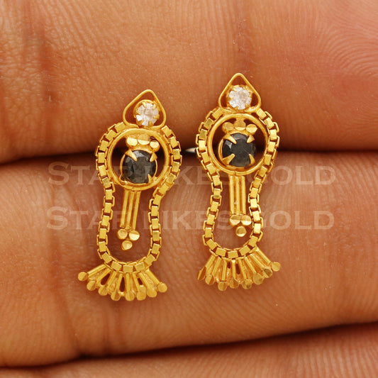 18 karat 18k gold stud earrings jewelry, B1338