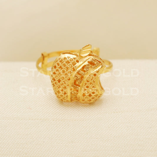 Apple design 22 karat 22k gold Handmade Ring adjustable jewelry, B1365