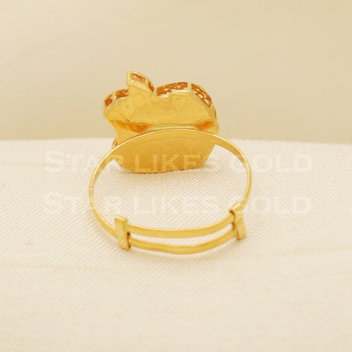 Apple design 22 karat 22k gold Handmade Ring adjustable jewelry, B1365