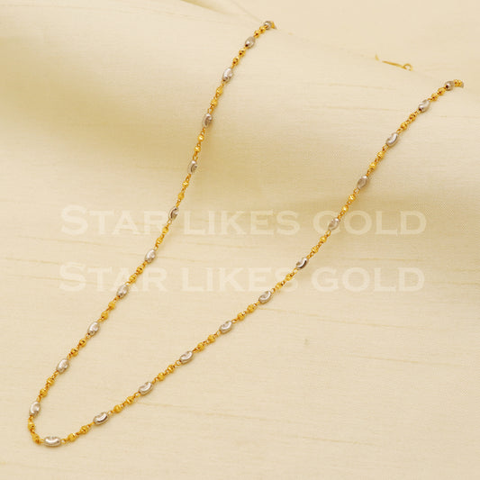 18k gold chain necklace Handmade fine Jewelry, wedding style Jewelry, B1439