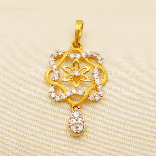 Beautiful 18k Yellow Gold Handmade Zircon Pendant 18k Jewelry, B1471