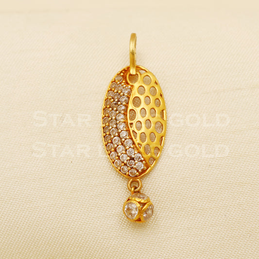Beautiful 18k Yellow Gold Handmade Zircon Pendant 18k Jewelry, B1472