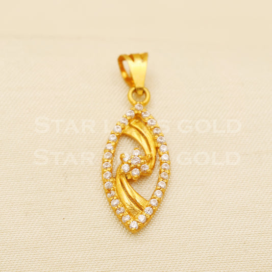Beautiful 18k Yellow Gold Handmade Zircon Pendant 18k Jewelry, B1473