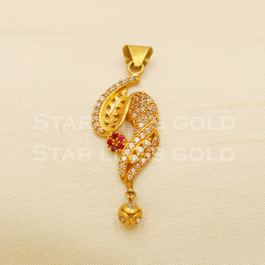 Beautiful 18k Yellow Gold Handmade Zircon Pendant 18k Jewelry, B1474