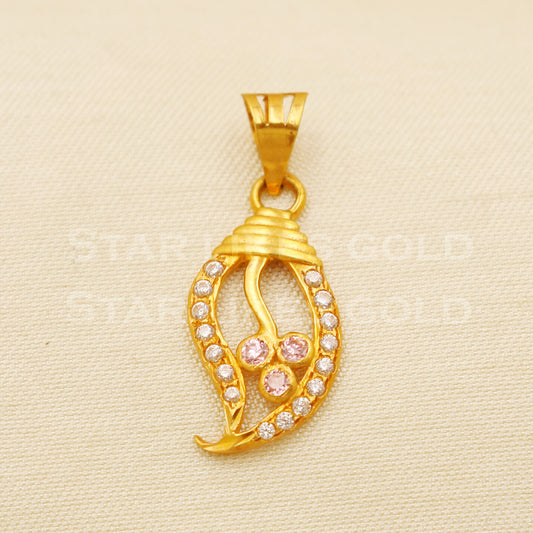 Beautiful 18k Yellow Gold Handmade Zircon Pendant 18k Jewelry, B1477