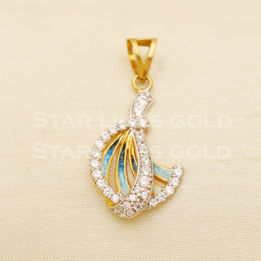 Beautiful 18k Yellow Gold Handmade Zircon Pendant 18k Jewelry, B1490