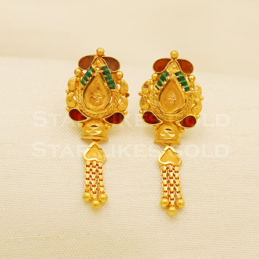 Beautiful 18k gold Earrings Handmade Jewelry, B1534