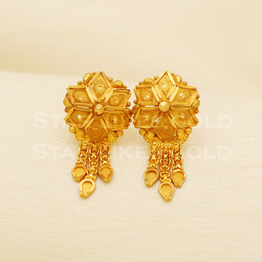 18k gold Earrings Handmade Jewelry, B1535