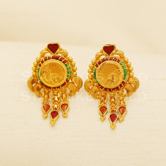 18k gold Earrings Handmade Jewelry, B1536