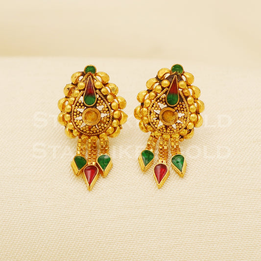 Stunning 18k gold Earrings Handmade Jewelry, B1539