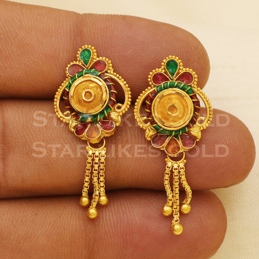 Stunning 18k gold Earrings Handmade Jewelry, B1540