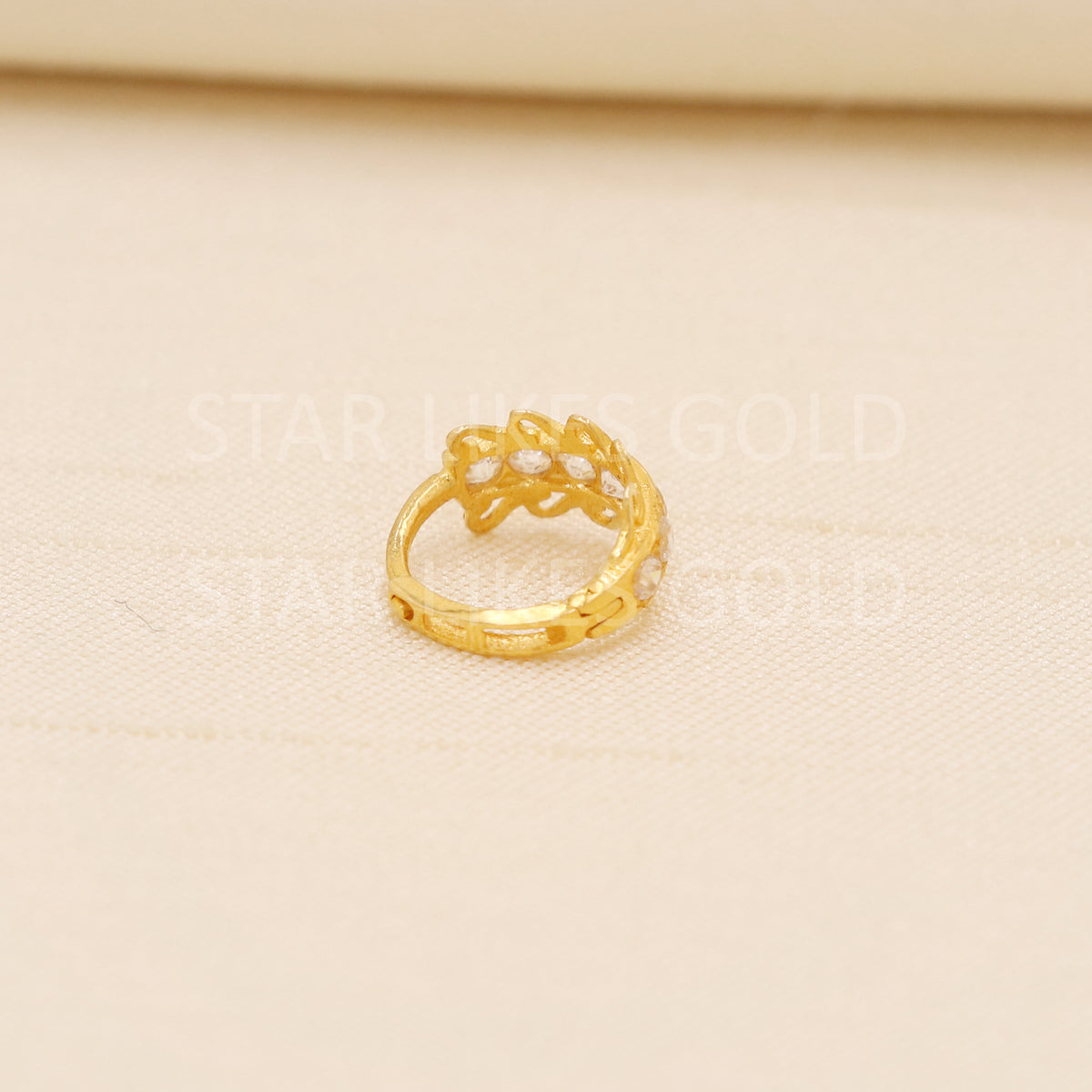 18k Gold Nose Pin Handcrafted CZ Studded Hallmark Hoop Ring