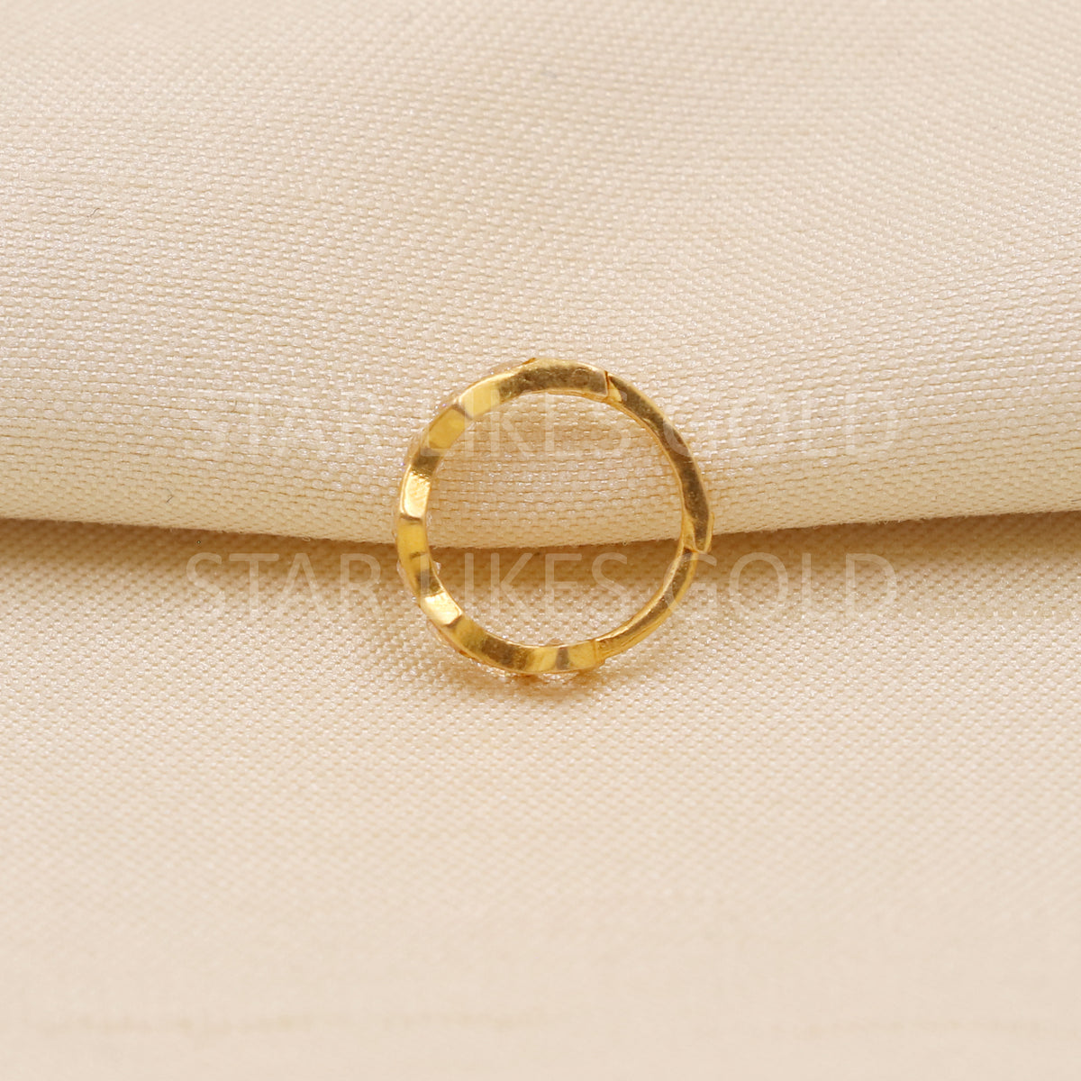 18k Gold Nose Pin Handcrafted CZ Studded Hallmark Hoop Ring