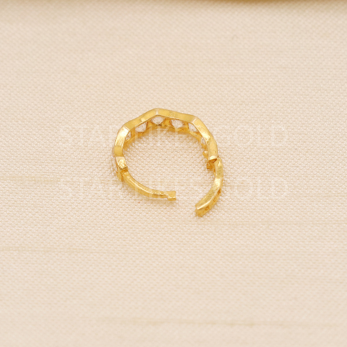 18k Gold Nose Pin Handcrafted CZ Studded Hallmark Hoop Ring