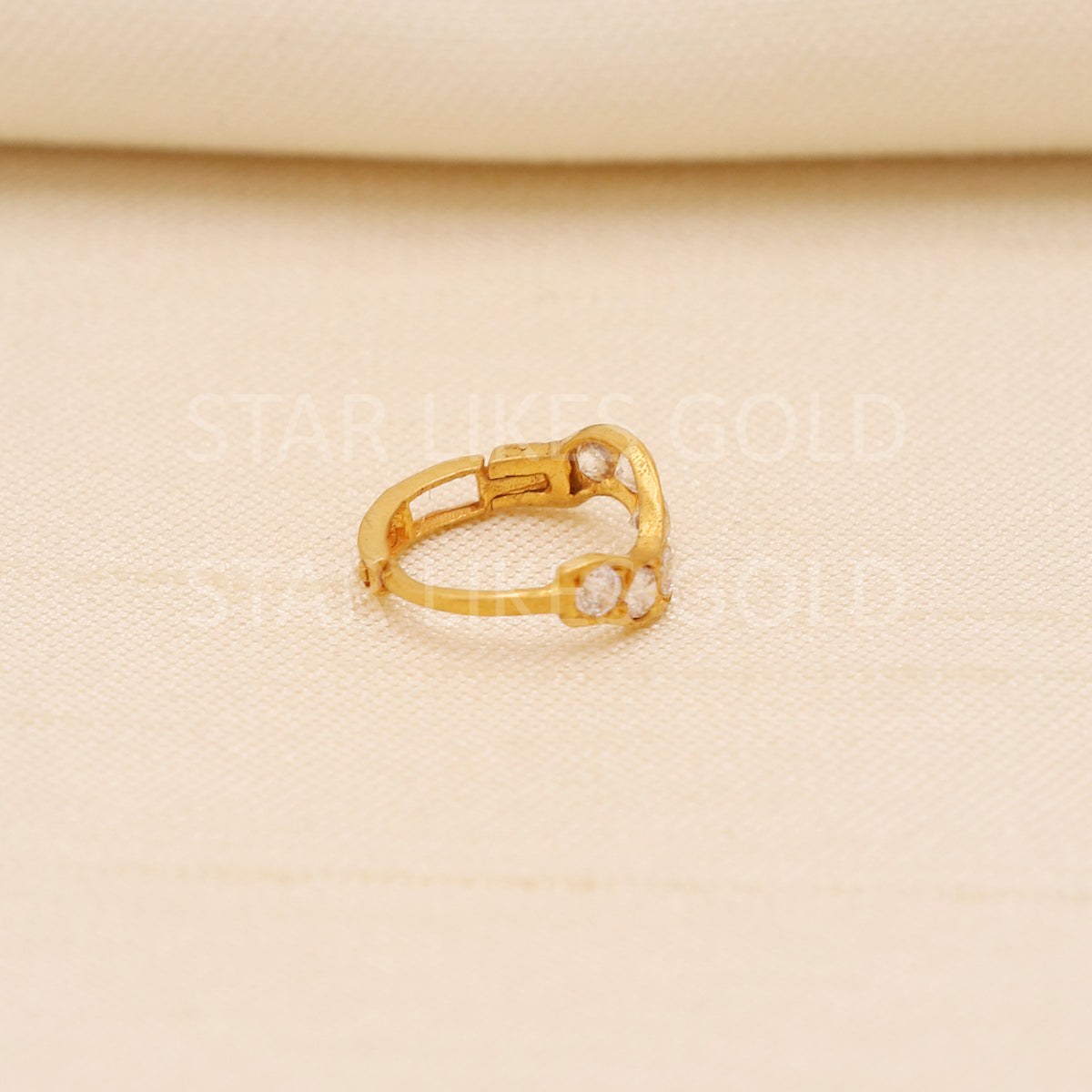 18k Gold Nose Pin Handcrafted CZ Studded Hallmark Hoop Ring