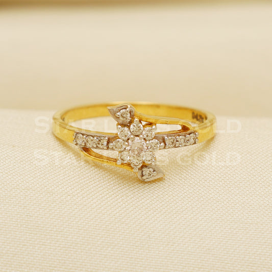 Handmade Natural Diamond Ring from India,18K gold Wt 2.65g, Diamond 0.27cts, Ring Size US All, 9mm, PR1001