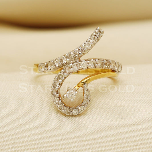 Handmade Natural Diamond Ring from India,18K gold Wt 3.92g, Diamond 0.72cts, Ring Size US All, width 1.8cm, PR1003