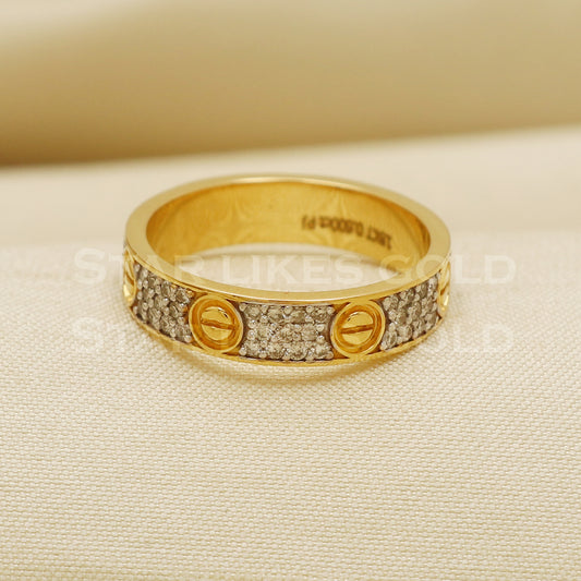 Handmade Natural Diamond Ring from India,18K gold Wt 4.04g, Diamond 0.60cts, Ring Size US All, width 4mm, PR1004